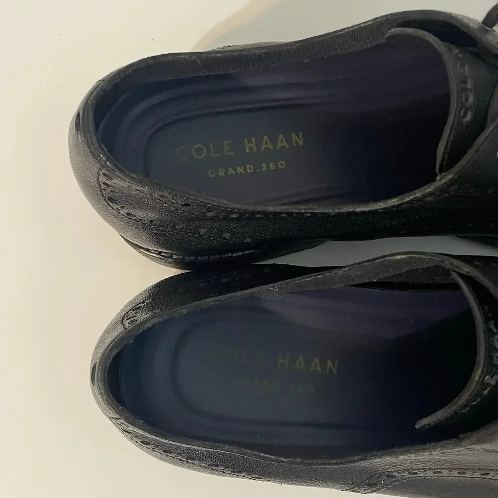 Cole Haan Men's Black Grand 360 Feather Craft Wingtip Oxford Shoes Size 13M